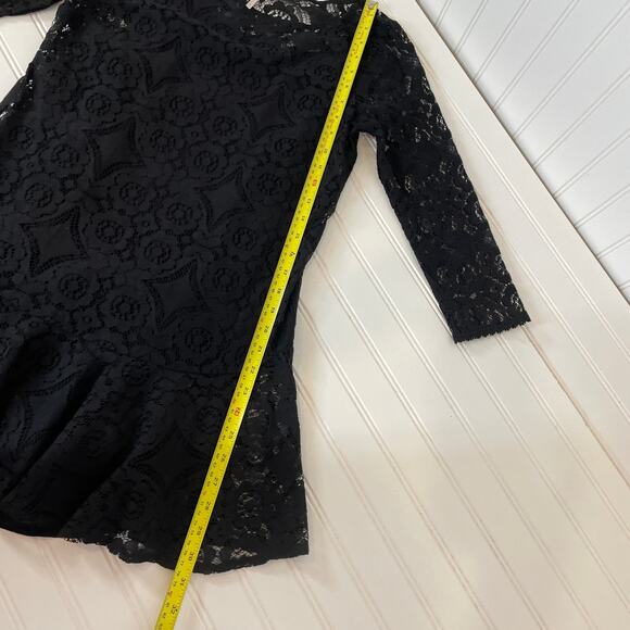 Free People Women’s Walking To The Sun Lace Dress Black Mini 3/4 Sleeve Size 2 - Picture 5 of 7